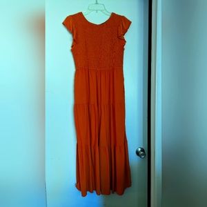 NWOT Zesica Orange Peasant Dress Size L